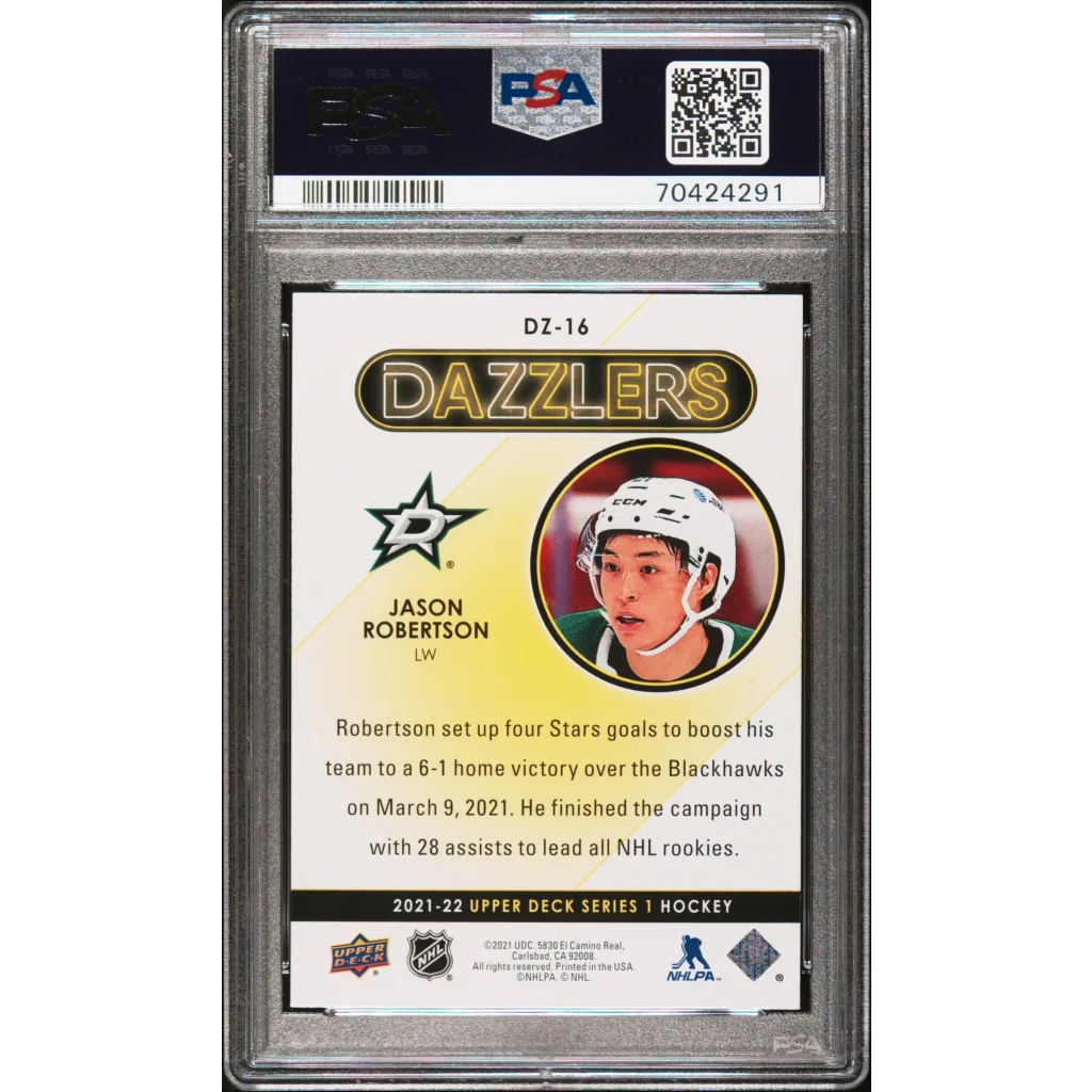 PSA 10 Graded 2021 Upper Deck Jason Robertson Dazzlers DZ16 Hockey Card