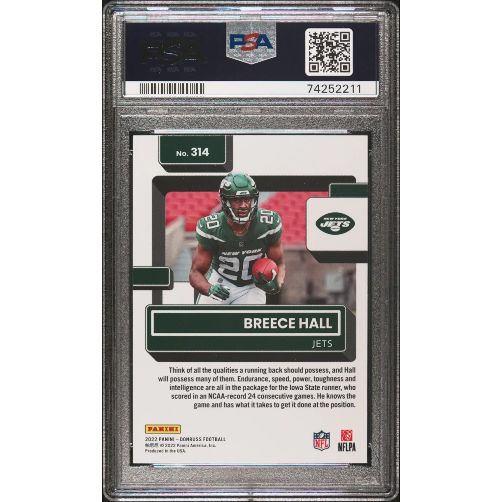 Graded 2022 Panini Donruss Breece Hall #314 Rookie RC Football Card PSA 10 Gem Mint | PSA 10 Gem Mint Graded Rookie Card | vintageantiquesgifts.com