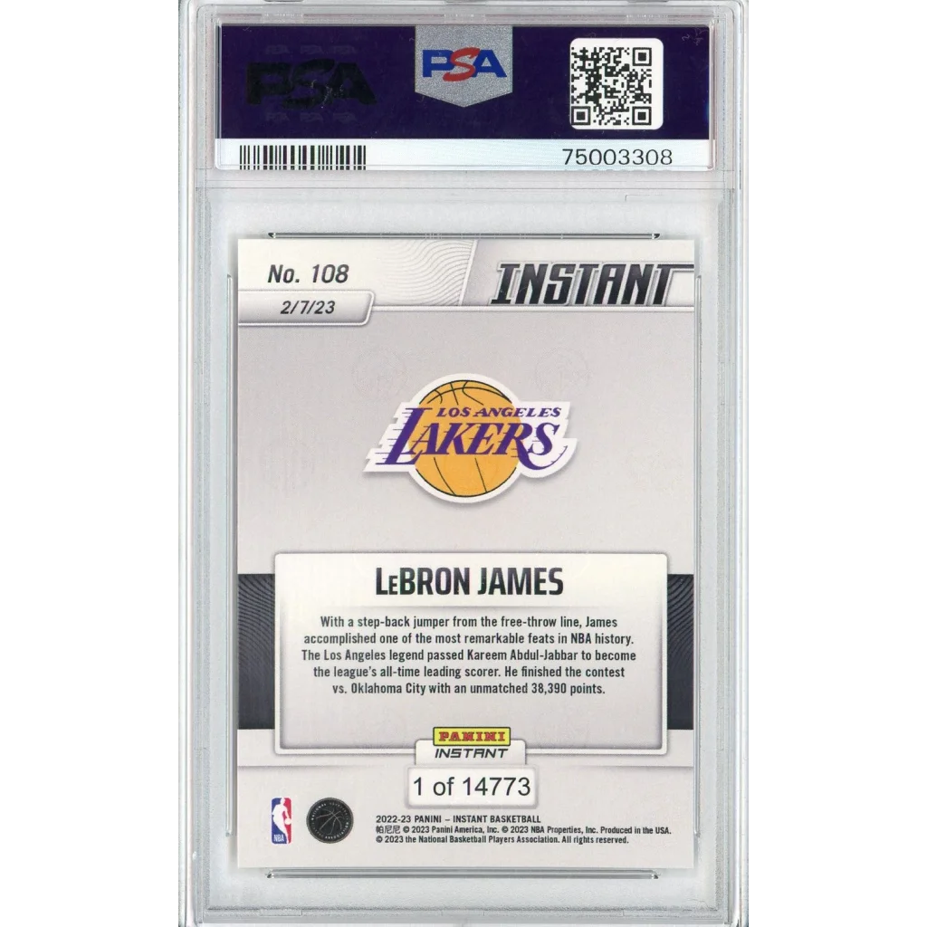 Graded LeBron James Lakers 2022 Panini Instant Card PSA 10 Gem Mint