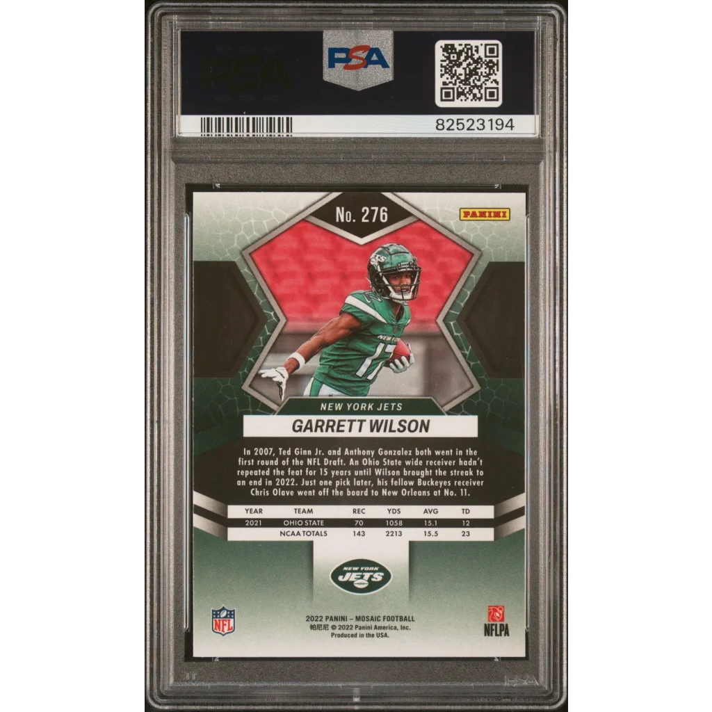 Graded 2022 Panini Mosaic Garrett Wilson #276 Rookie RC PSA 10 Gem Mint Card