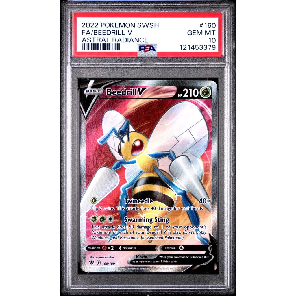 Graded PSA 10 Gem Mint 2022 Pokémon TCG Beedrill V #160 Astral Radiance