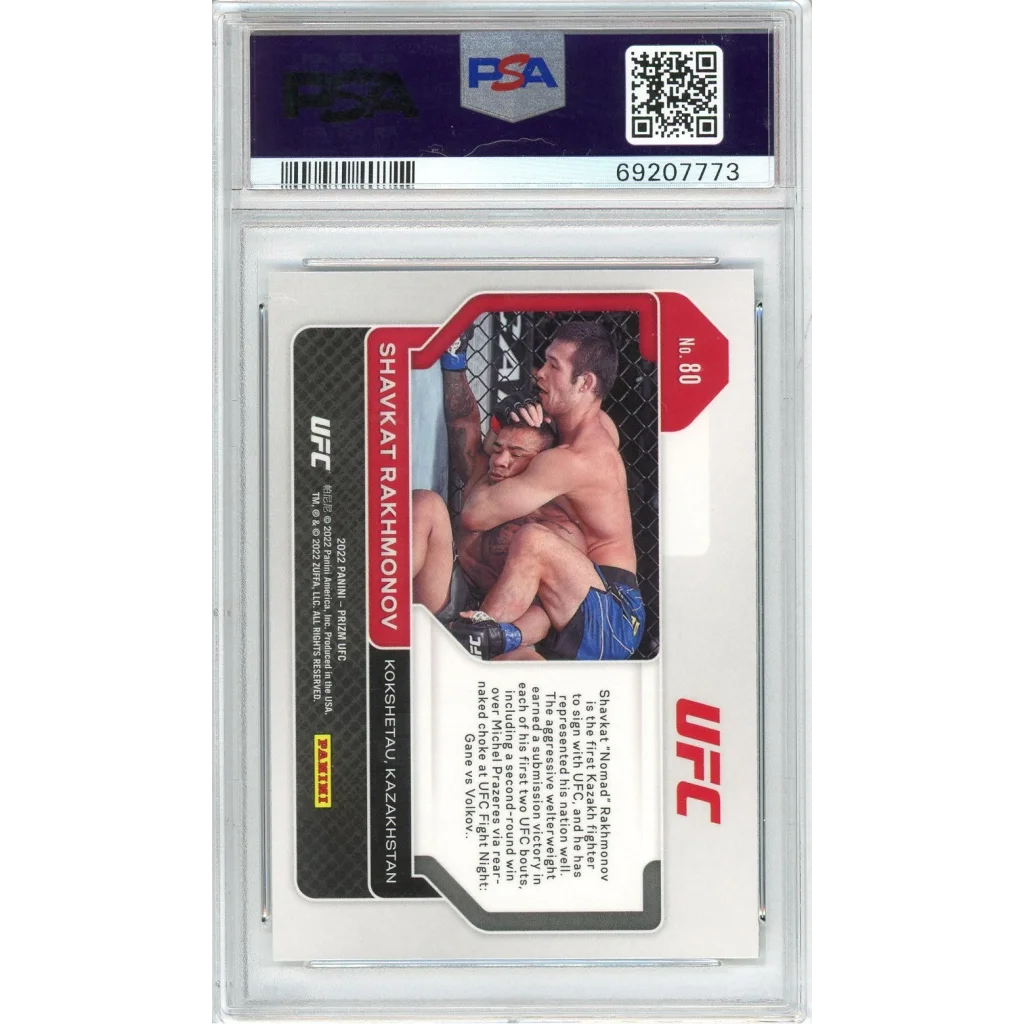 Graded 2022 Prizm UFC Shavkat Rakhmonov #80 Rookie RC UFC MMA Card PSA 10 Gem Mint | PSA 10 Gem Mint Graded Rookie Card | vintageantiquesgifts.com