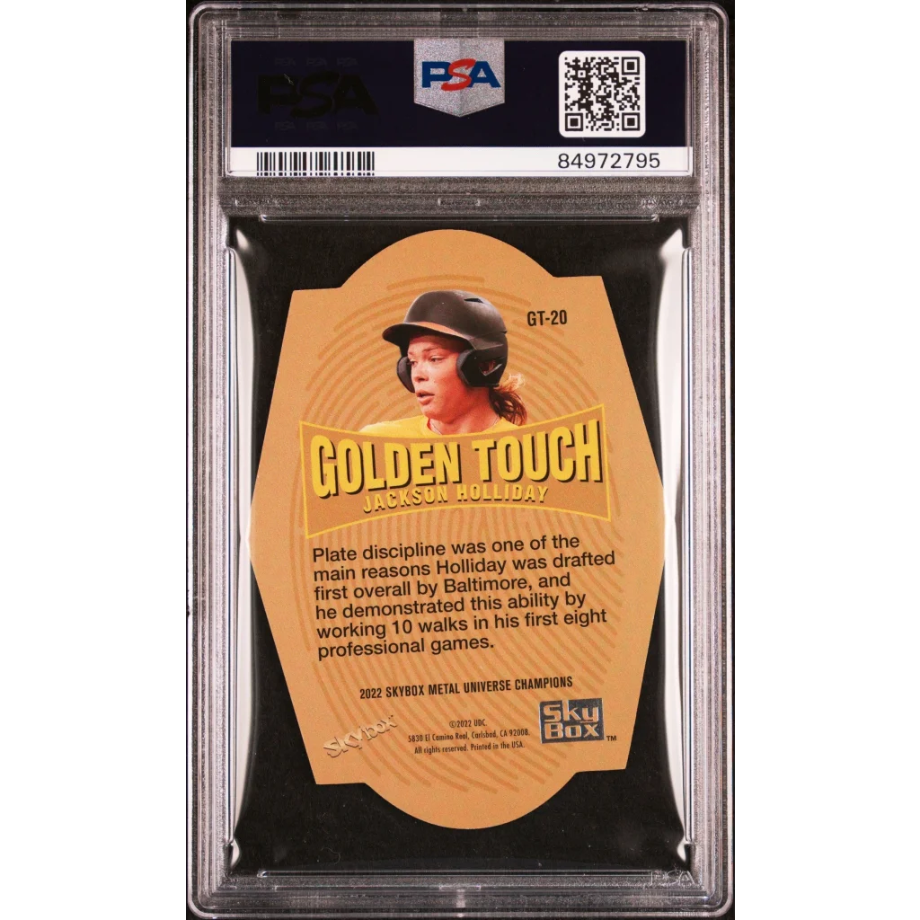PSA graded Jackson Holliday gold baseball card for trading collection