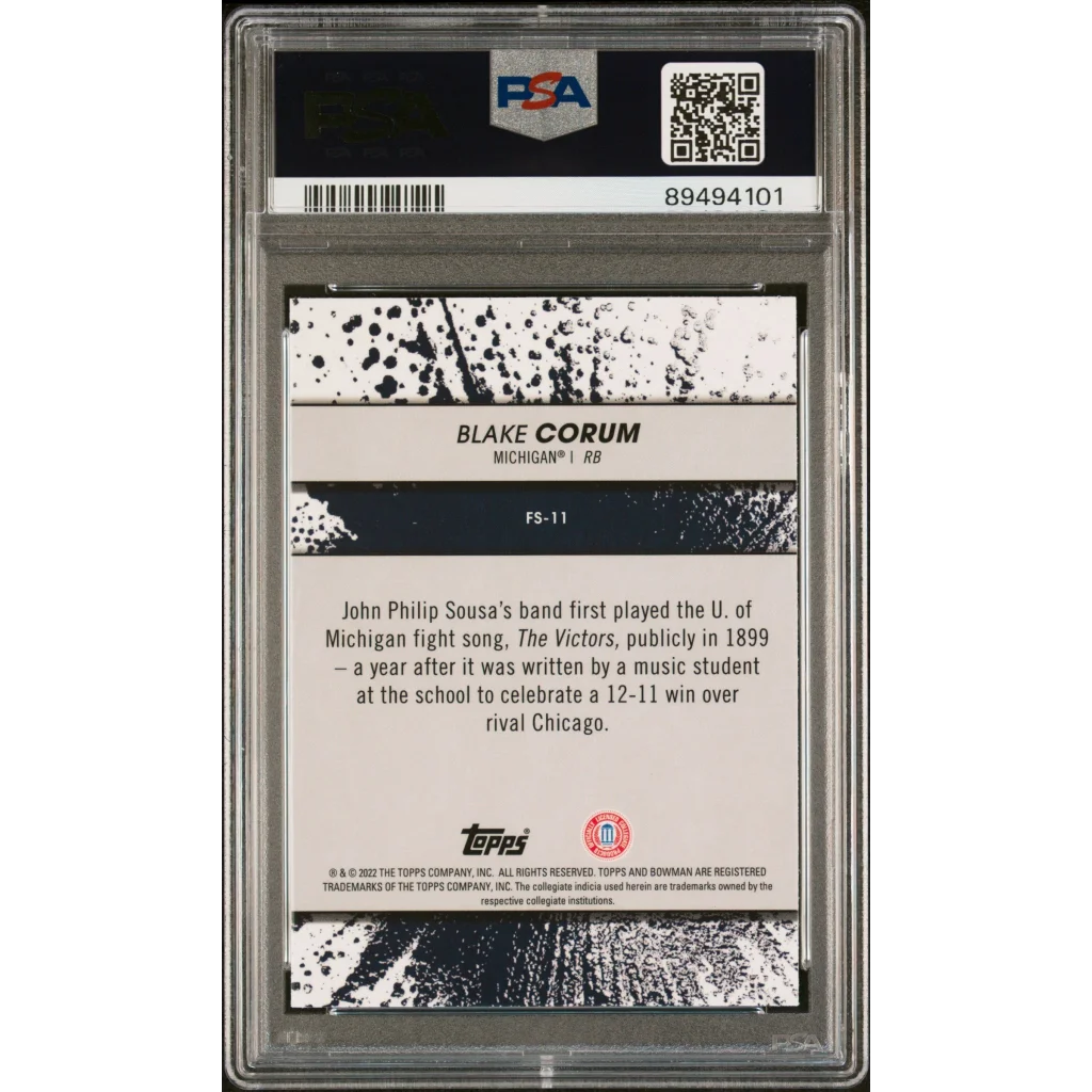 PSA graded Blake Corum Michigan football card by Professional Sports Authenticator