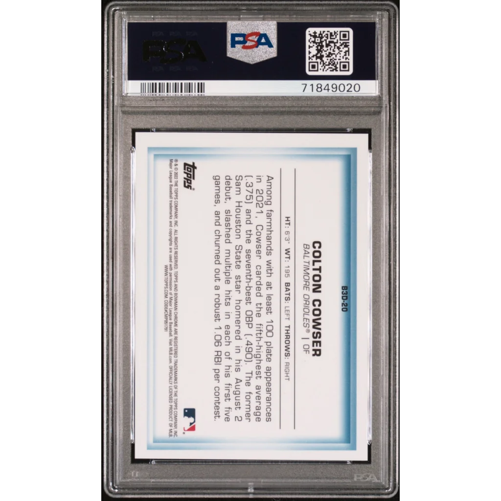 PSA graded Colton Cowser gold refractor baseball card for collectors