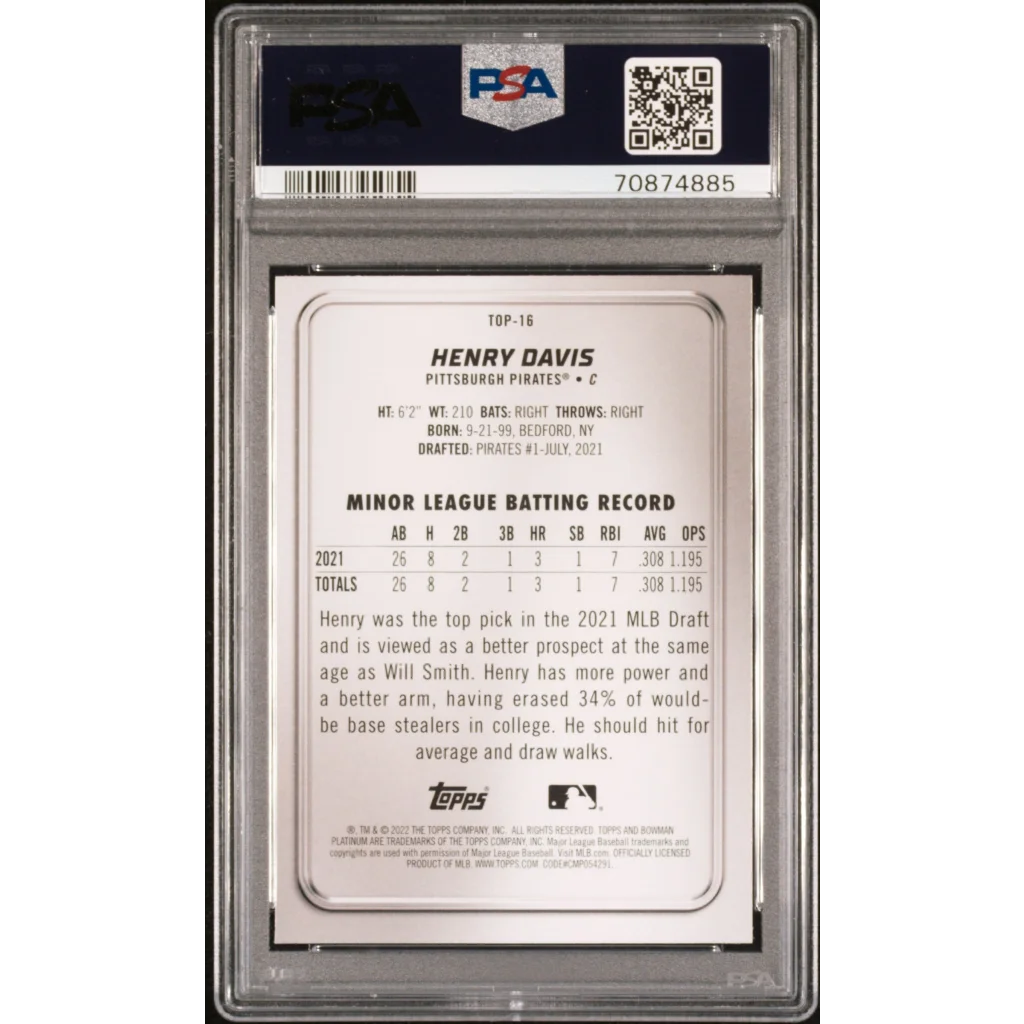 Graded PSA 10 Henry Davis Holographic Baseball Card for sale