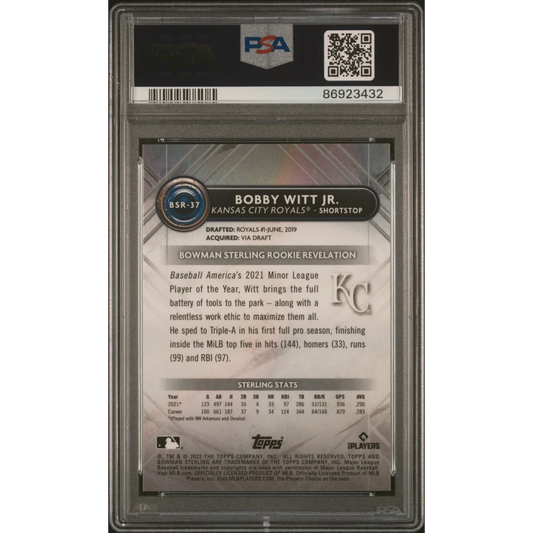 Graded PSA 10 2022 Topps Bowman Sterling Bobby Witt Jr. Rookie Card