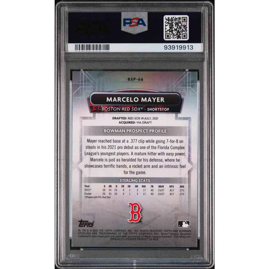 Graded PSA 10 GEM MT Marcelo Mayer Baseball Card Collectible image