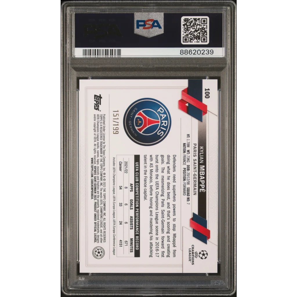 Graded Kylian Mbappé soccer trading card by Professional Sports Authenticator
