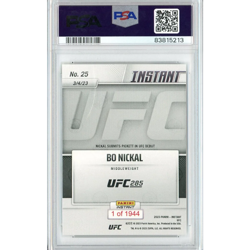 PSA 10 Graded 2023 Bo Nickal UFC Rookie Card #25 Silver Black