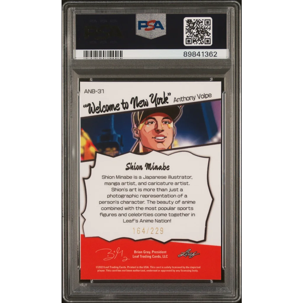 PSA 10 Graded 2023 Leaf Anthony Volpe #31 Anime Nation Rookie Card Slab 89841362