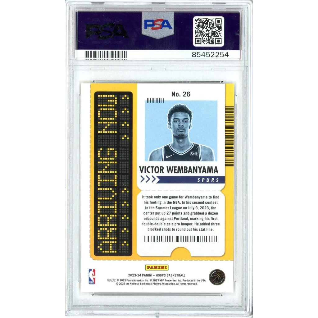 Graded 2023 NBA Hoops Victor Wembanyama #26 Arriving Now Rookie RC Basketball Card PSA 10 Gem Mint | PSA 10 Gem Mint Graded Rookie Card | vintageantiquesgifts.com