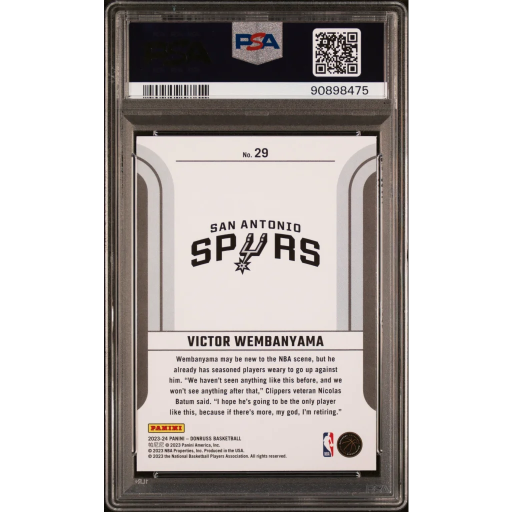 Graded 2023 Panini Donruss Victor Wembanyama #29 Rookie RC PSA 10 Card in Slab