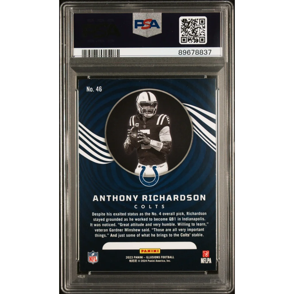 Graded 2023 Panini Illusions Anthony Richardson #46 Retail Rookie RC Football Card PSA 10 Gem Mint | PSA 10 Gem Mint Graded Rookie Card | vintageantiquesgifts.com