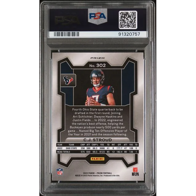 Graded PSA 10 2023 Panini Prizm CJ Stroud #302 No Huddle Rookie RC Card