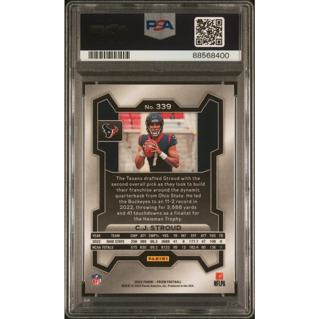 Graded PSA 10 Gem Mint C.J. Stroud 2023 Prizm Rookie Card Texans football card