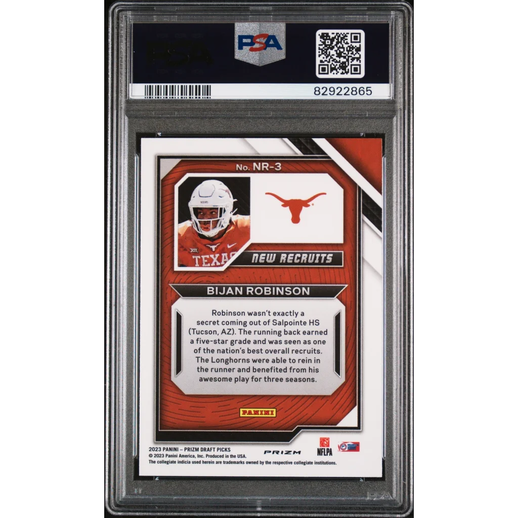 Graded PSA 10 2023 Panini Prizm Draft Picks Bijan Robinson Red Ice Rookie Card