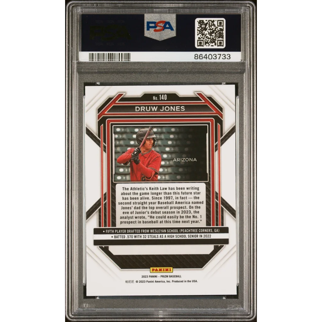 Graded PSA 10 2023 Panini Prizm Druw Jones Rookie RC Baseball Card