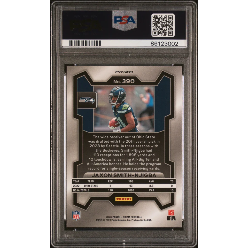 Graded PSA 10 Jaxon Smith-Njigba 2023 Prizm Disco Rookie Card football card
