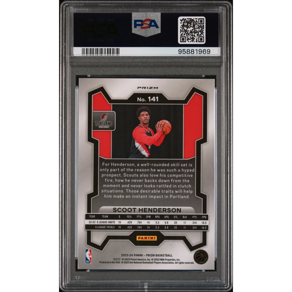 PSA 10 Graded 2023 Panini Prizm Scoot Henderson Pink Ice Rookie Card