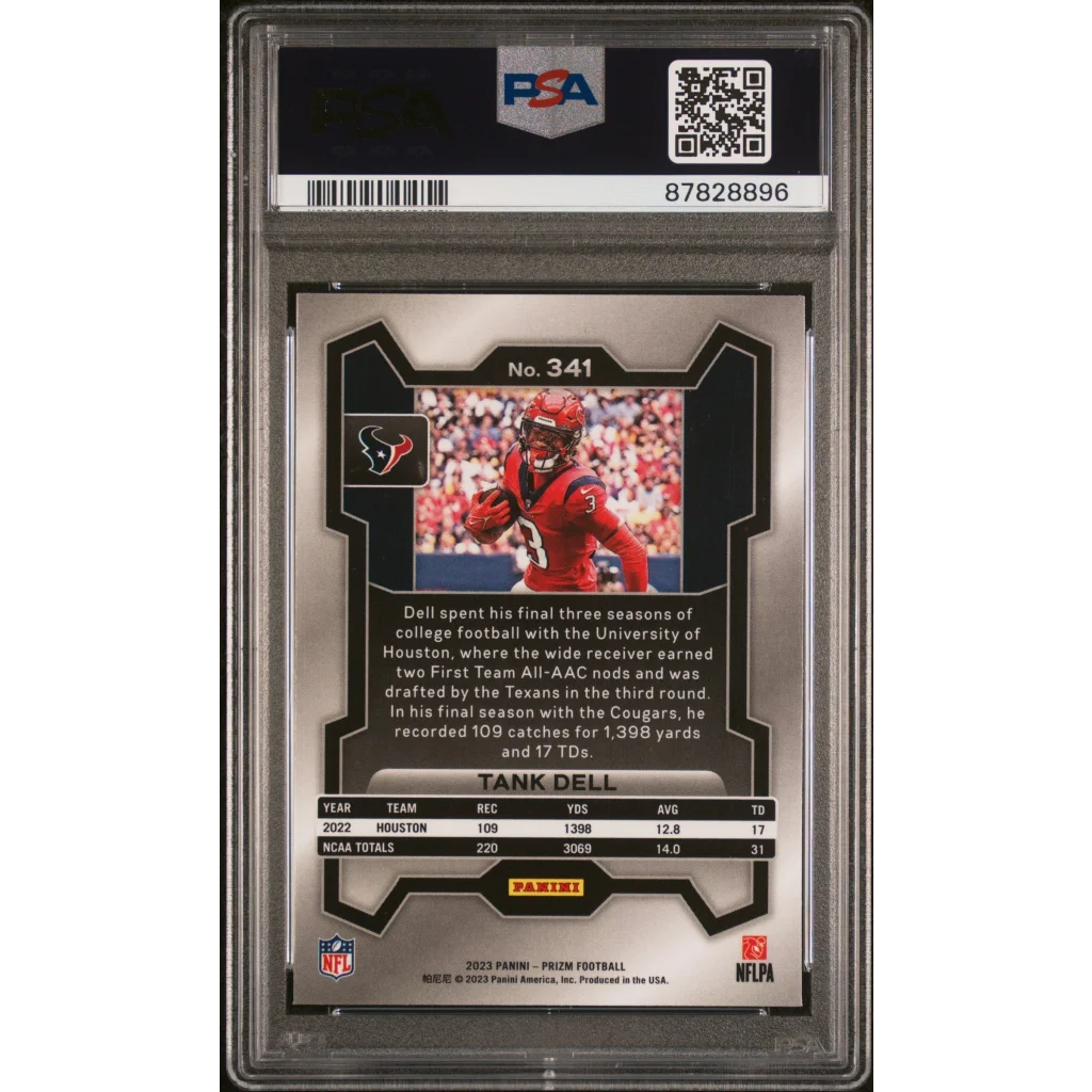 Graded 2023 Panini Prizm Tank Dell #341 Rookie RC Football Card PSA 10 Gem Mint | PSA 10 Gem Mint Graded Rookie Card | vintageantiquesgifts.com