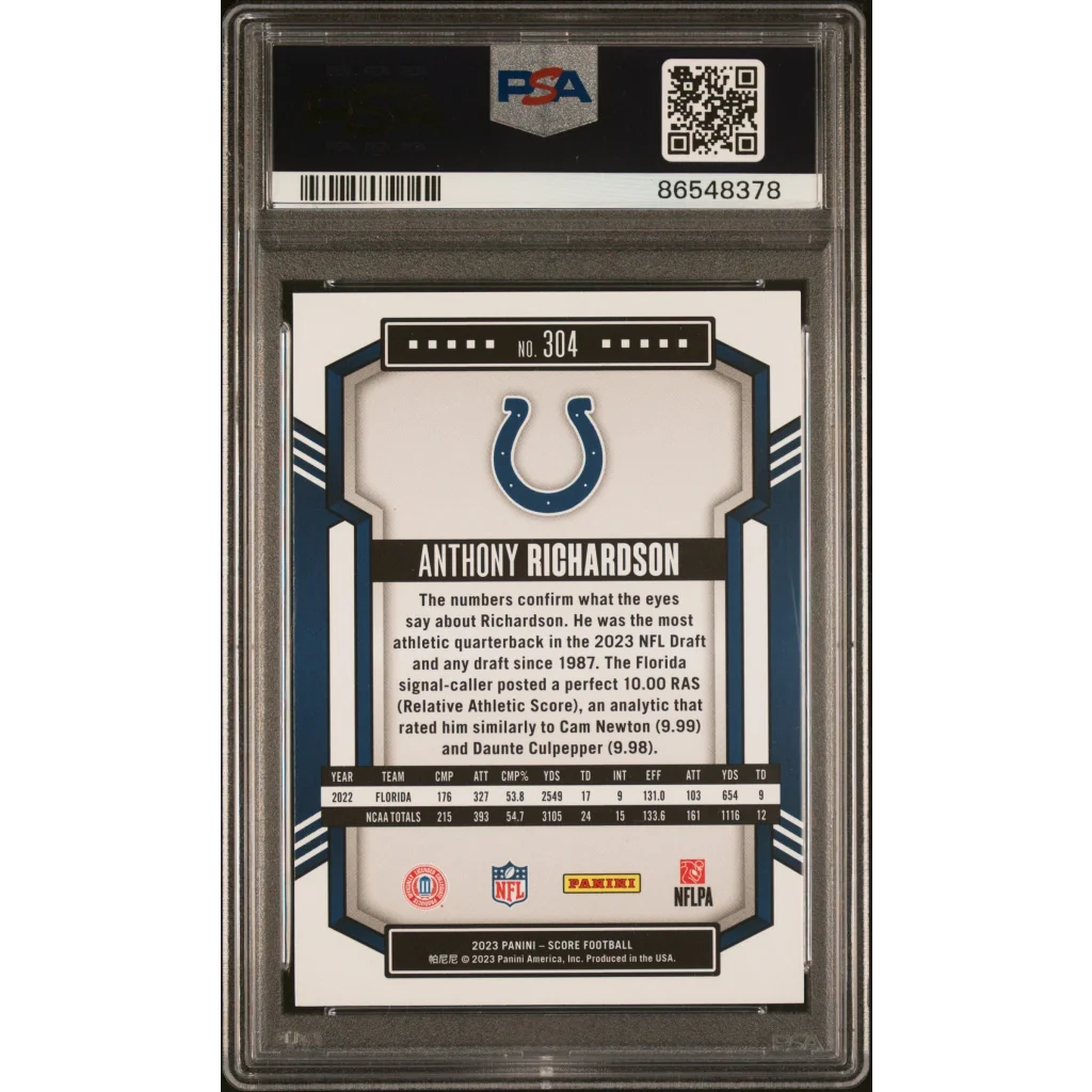 Graded 2023 Panini Score Anthony Richardson #304 Orange Rookie RC PSA 10