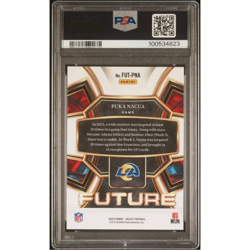 Graded 2023 Panini Select Puka Nacua #FUTPNA Future Rookie RC Football Card PSA 10 Gem Mint | PSA 10 Gem Mint Graded Rookie Card | vintageantiquesgifts.com