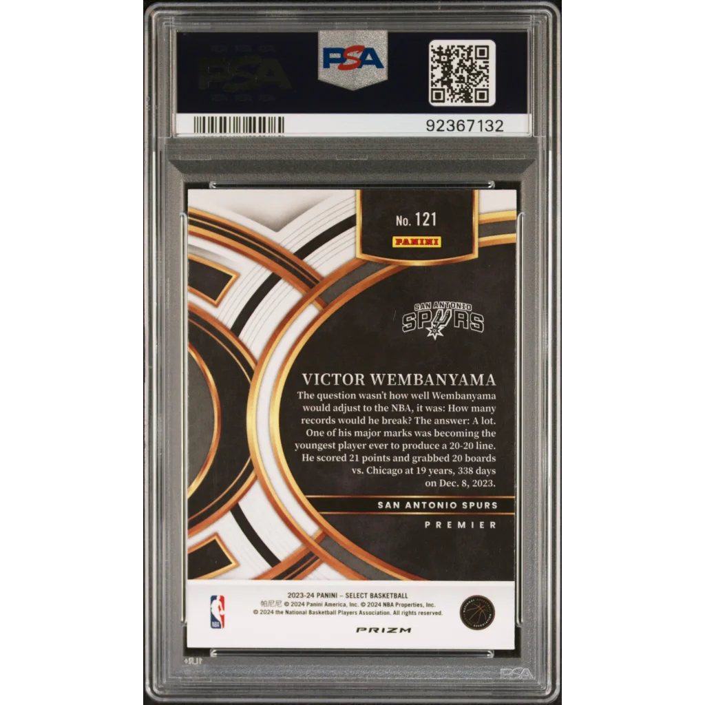Graded PSA 10 2023 Panini Select Victor Wembanyama Blue Cracked Ice Rookie Card
