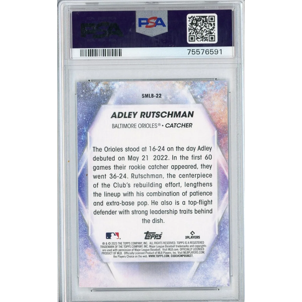 Graded 2023 Topps Adley Rutschman Baseball Card in PSA case