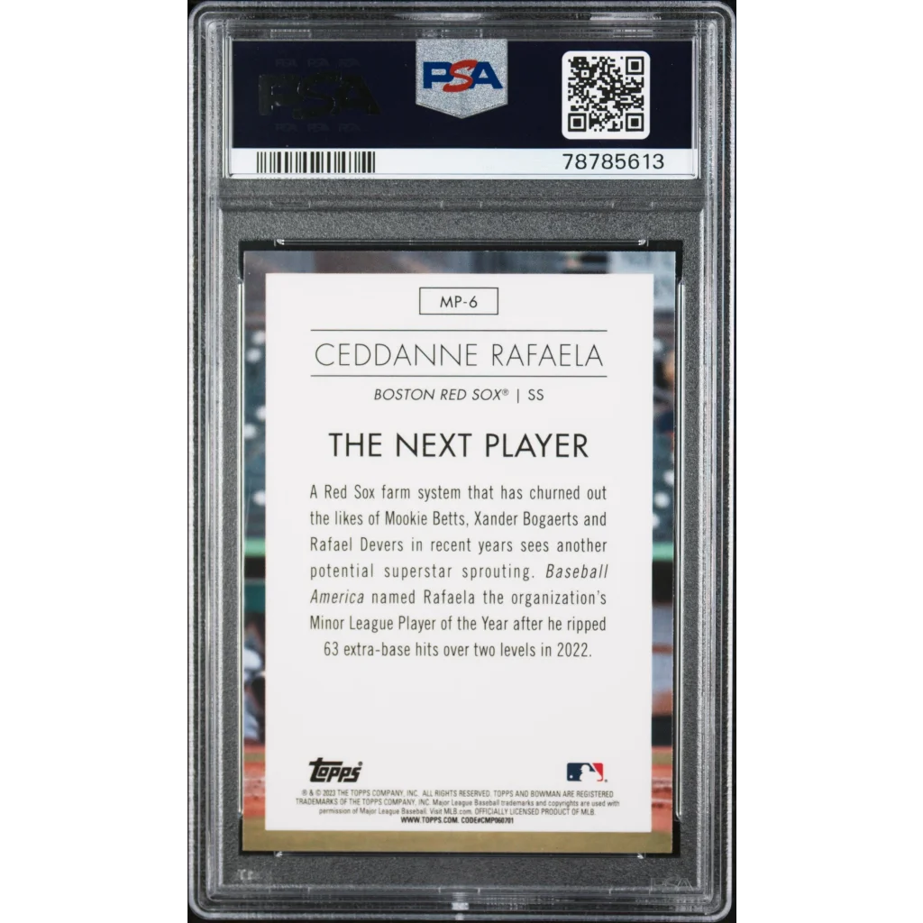 Graded PSA 10 Ceddanne Rafaela Gem Mint Baseball Card on display