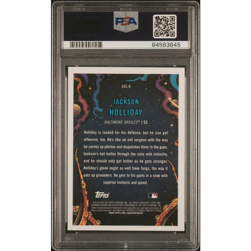 Graded 2023 Topps Bowman Chrome Jackson Holliday #CFL9 It Came For The League Rookie RC Baseball Card PSA 10 Gem Mint | PSA 10 Gem Mint Graded Rookie Card | vintageantiquesgifts.com
