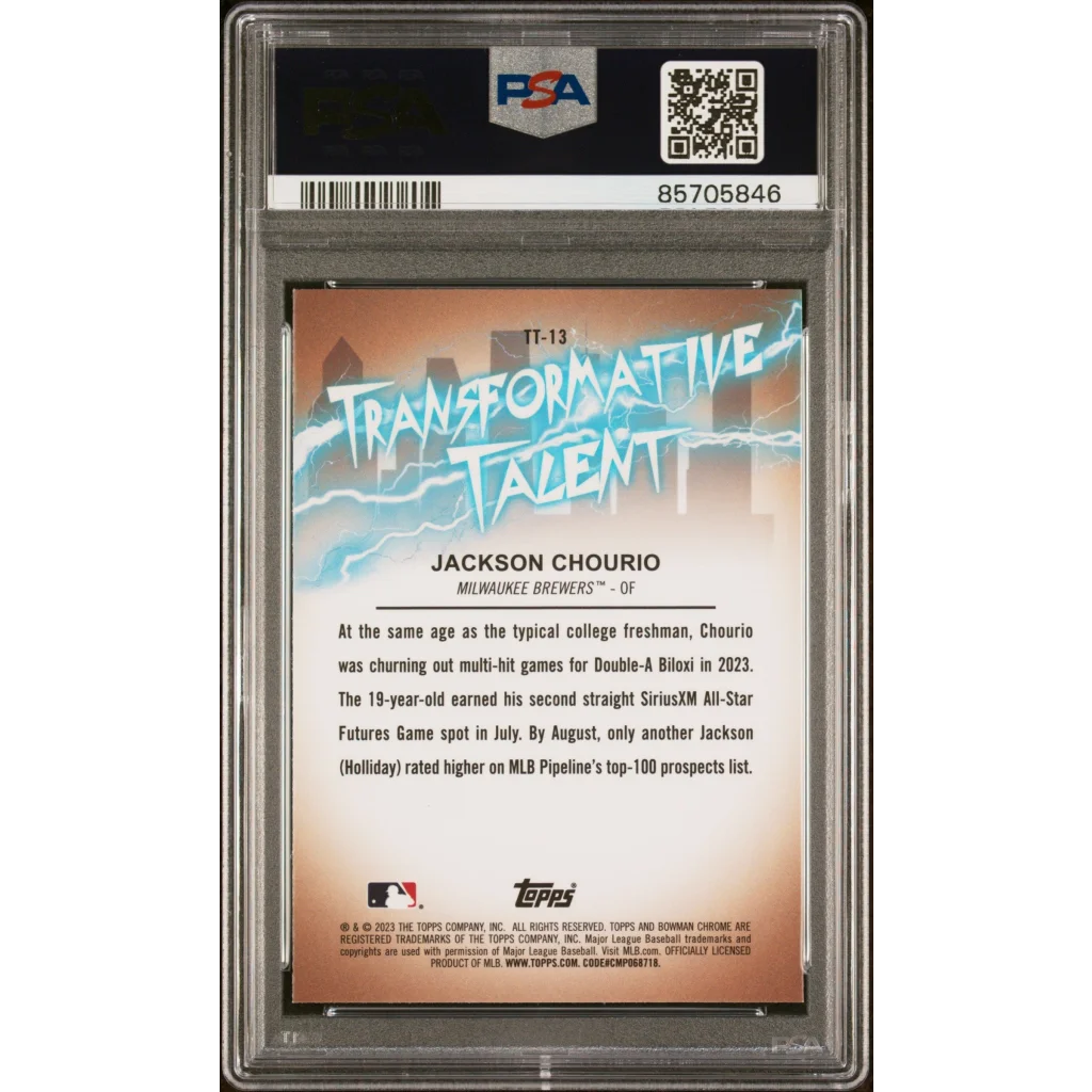 Graded PSA 10 Jackson Chourio 2023 Topps Bowman Draft Rookie Card