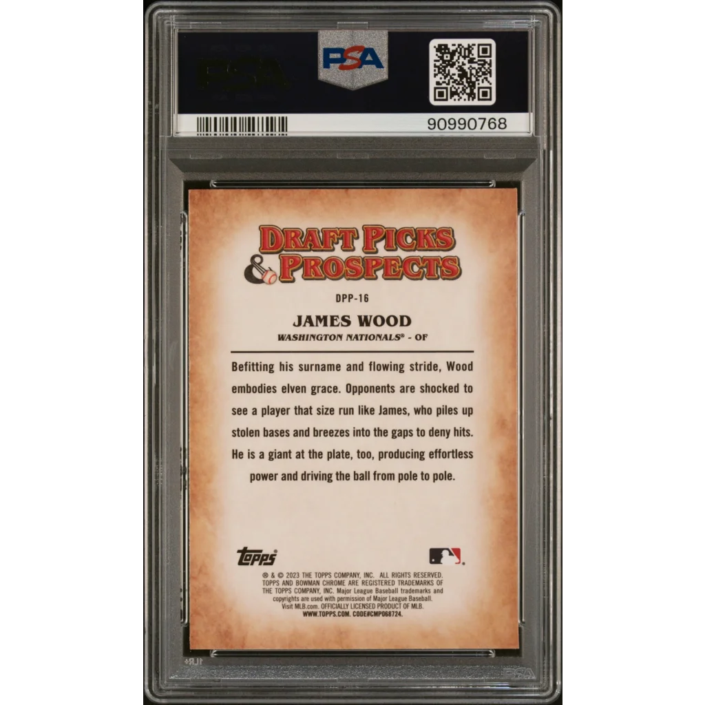 Graded 2023 Topps Bowman Draft James Wood #DPP16 Draft Picks & Prospects Rookie RC Baseball Card PSA 10 Gem Mint | PSA 10 Gem Mint Graded Rookie Card | vintageantiquesgifts.com