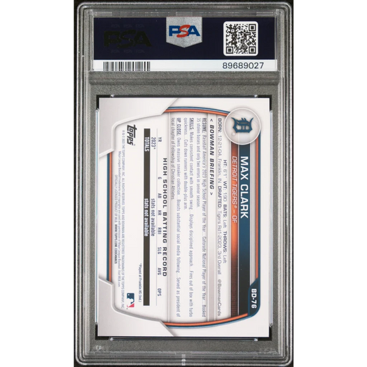 PSA 10 Graded 2023 Topps Bowman Draft Max Clark #BD76 Rookie RC Tigers Card