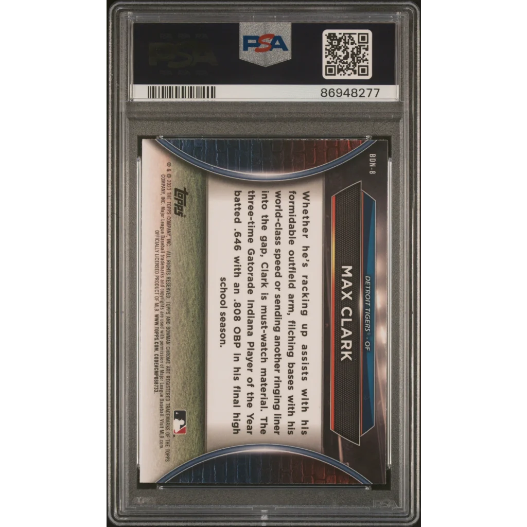 Graded 2023 Topps Bowman Draft Max Clark #BDN8 Draft Night Rookie RC Baseball Card PSA 10 Gem Mint | PSA 10 Gem Mint Graded Rookie Card | vintageantiquesgifts.com