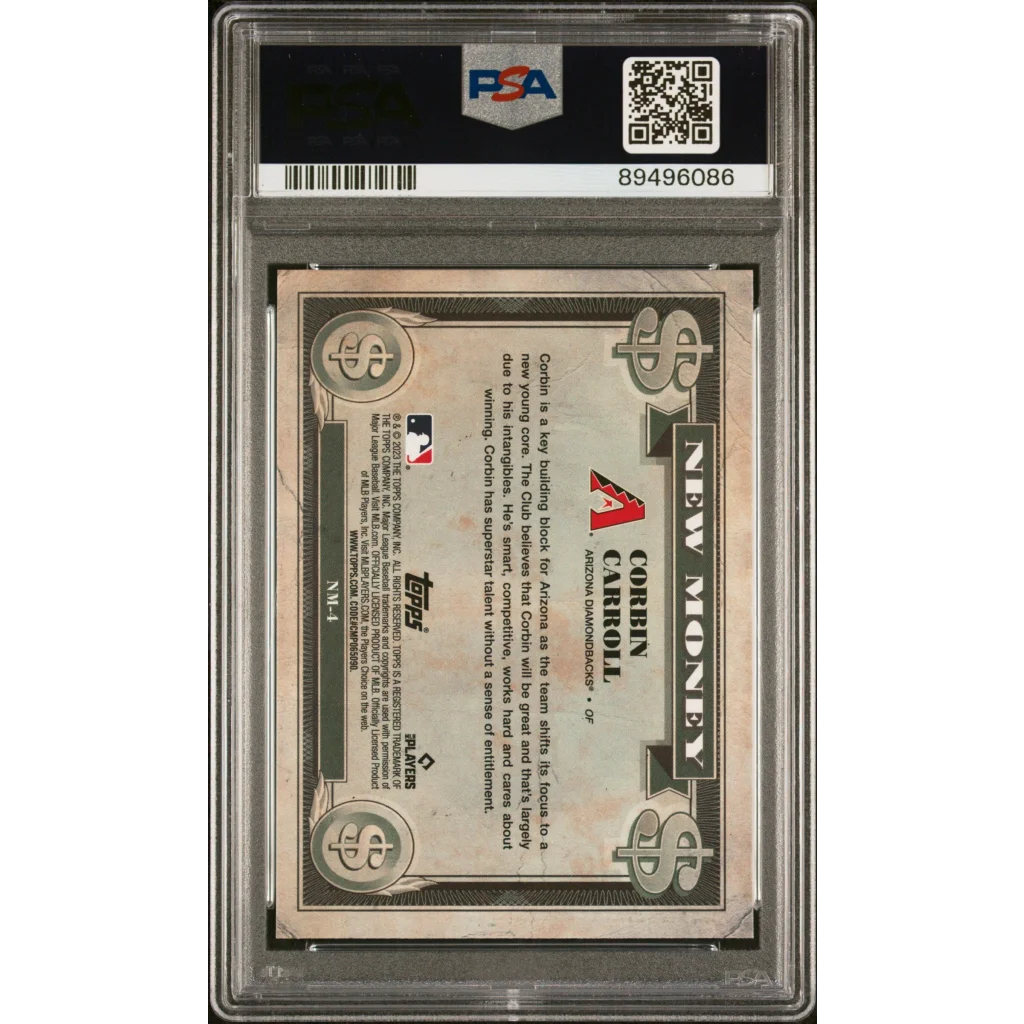 PSA graded Corbin Carroll New Money Bowman Platinum baseball card by professional sports authenticator