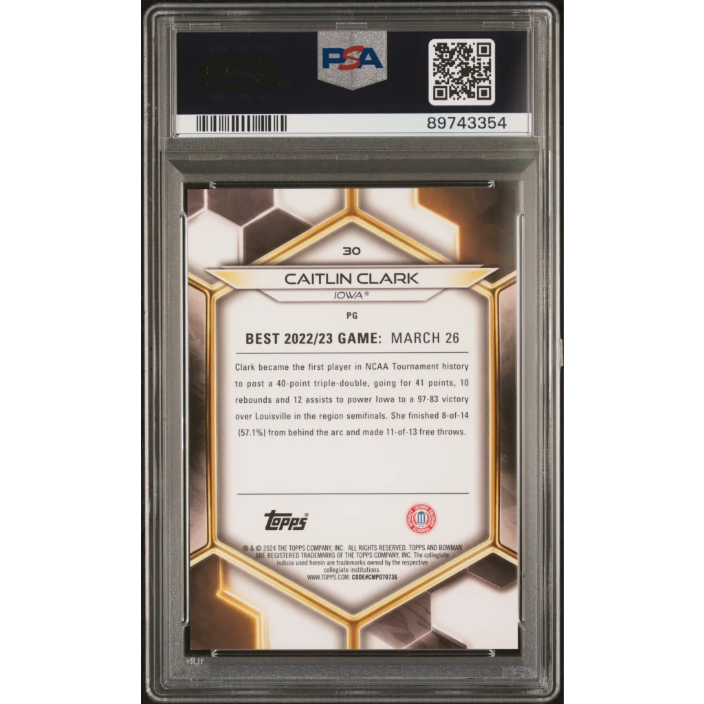 Graded PSA 10 Caitlin Clark 2023 Topps Bowman U Best #30 Blue Rookie Card