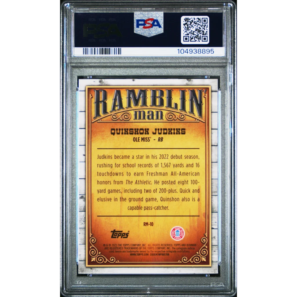 Graded PSA 10 2023 Topps Bowman Chrome Quinshon Judkins Rookie RC Football Card