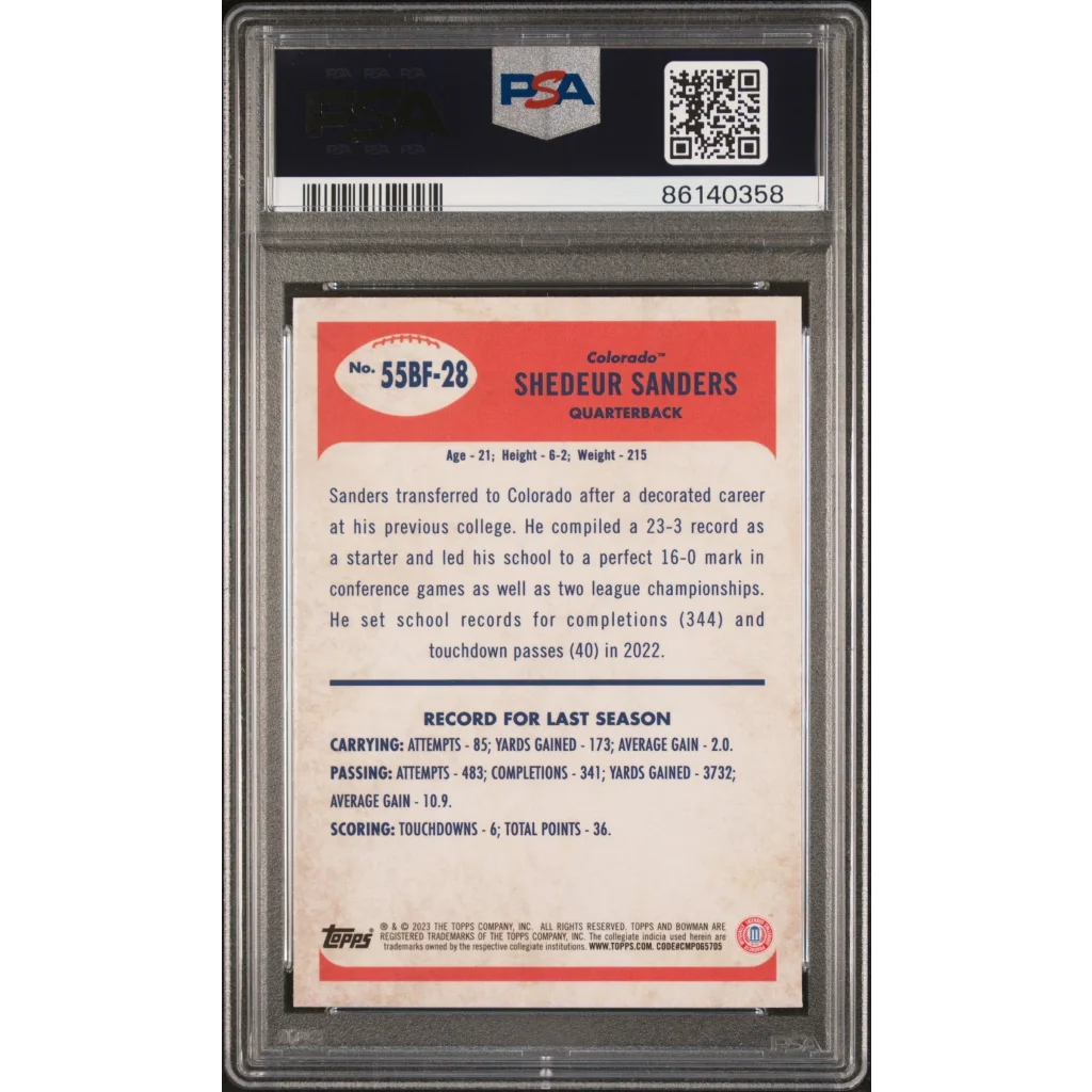 Graded 2023 Topps Bowman U Chrome Shedeur Sanders #55BF28 1955 Bowman Rookie RC Football Card PSA 10 Gem Mint | PSA 10 Gem Mint Graded Rookie Card | vintageantiquesgifts.com
