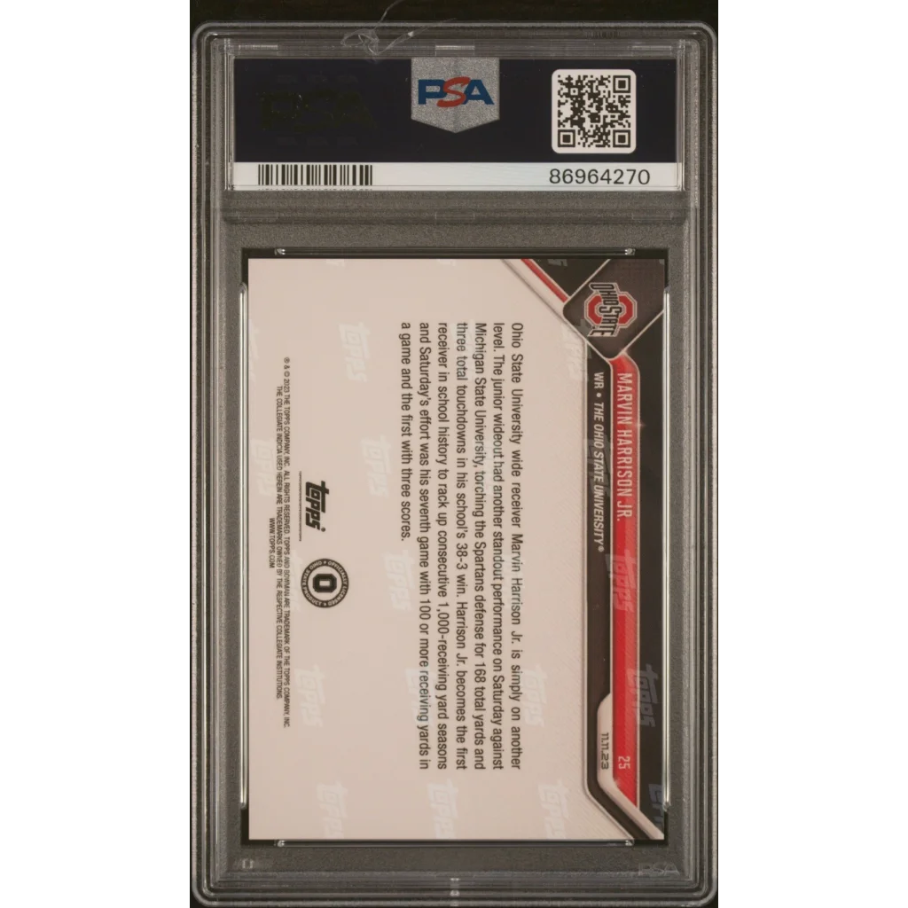 A graded 2023 Topps Bowman U Marvin Harrison Jr rookie football card PSA 10