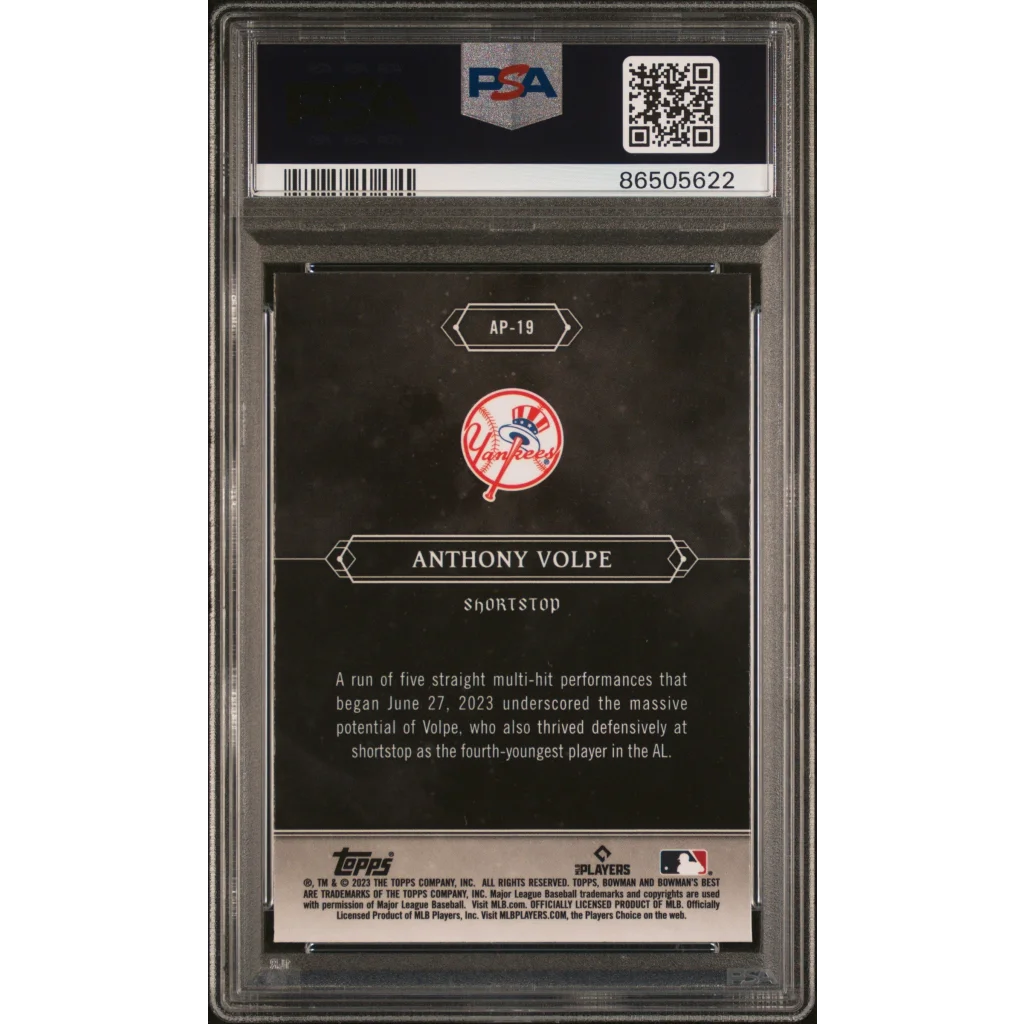 Graded 2023 Topps Bowmans Best Anthony Volpe #AP19 Astral Projections Rookie RC Baseball Card PSA 10 Gem Mint | PSA 10 Gem Mint Graded Rookie Card | vintageantiquesgifts.com