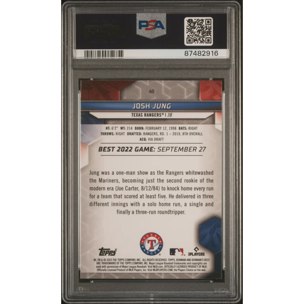 Graded 2023 Topps Bowman Best Josh Jung #60 Rookie RC PSA 10 Gem Mint Card