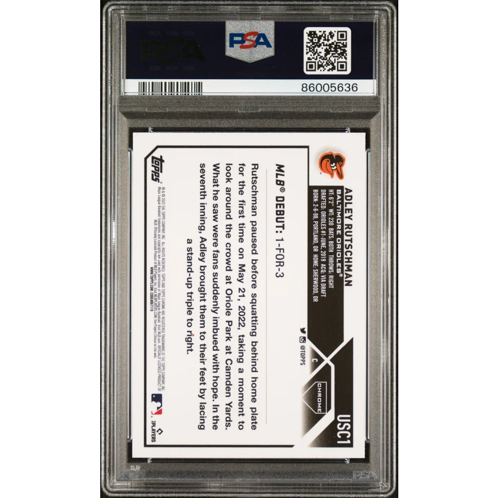 Graded Adley Rutschman 2023 Topps Chrome Update Refractor Baseball Card