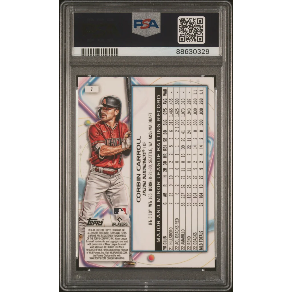 Graded 2023 Topps Cosmic Chrome Corbin Carroll #7 Rookie RC Baseball Card PSA 10 Gem Mint | PSA 10 Gem Mint Graded Rookie Card | vintageantiquesgifts.com