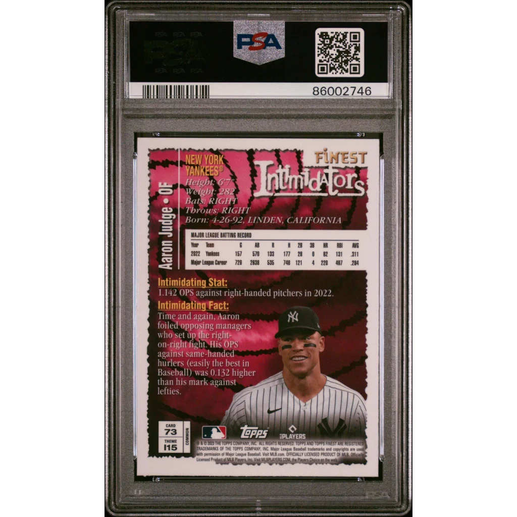 PSA graded 2023 Topps Finest Flashbacks Aaron Judge baseball card for collectors