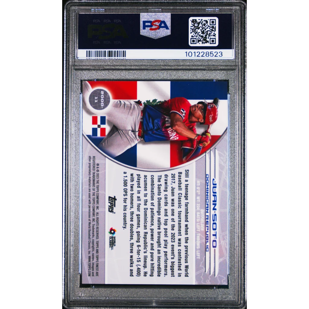 Graded 2023 Topps Finest Juan Soto Gold Mini Diamond PSA 10 card