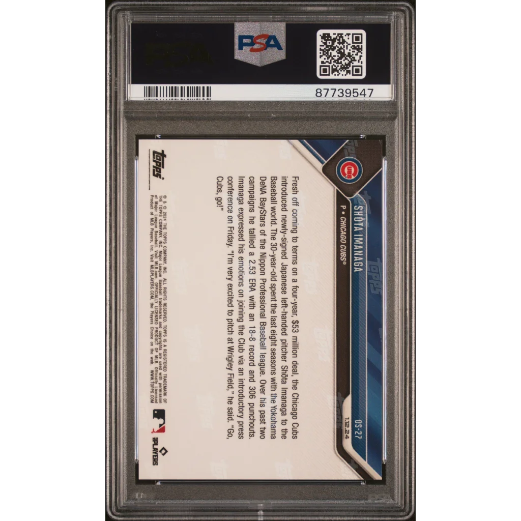 Graded 2023 Topps Now Shota Imanaga PSA 10 rookie card in slab