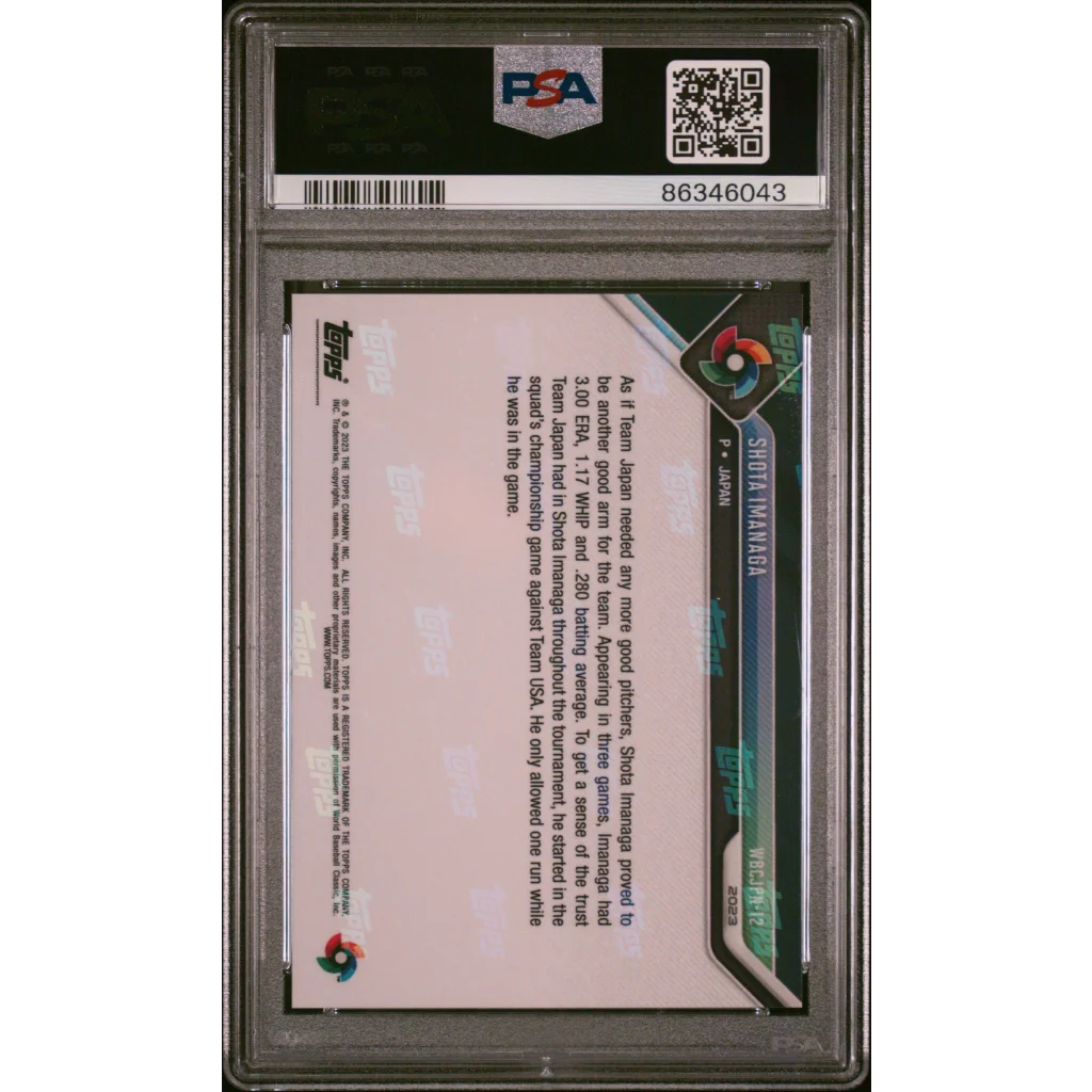 Professional sports authenticator graded 2023 Topps Now Shota Imanaga baseball card in slab