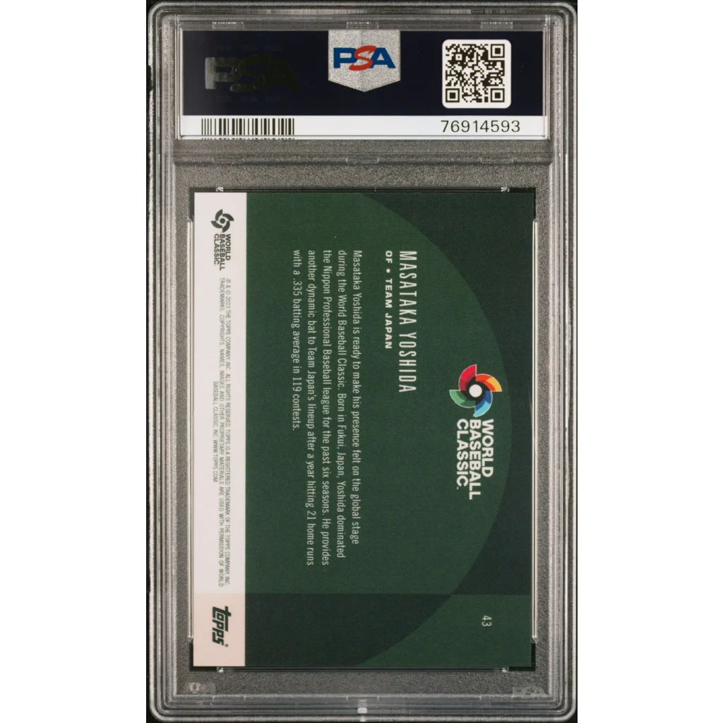 Graded 2023 Topps WBC Global Stars Masataka Yoshida #43 Rookie RC Baseball Card PSA 10 Gem Mint | PSA 10 Gem Mint Graded Rookie Card | vintageantiquesgifts.com