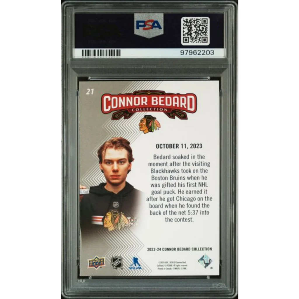 Graded 2023 Upper Deck Bedard Collection Connor Bedard #21 Rookie RC Hockey Card PSA 10 Gem Mint